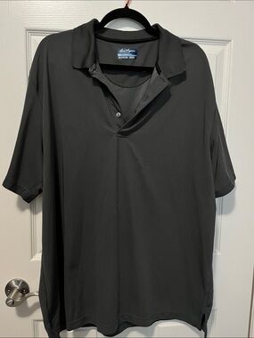 Men’s Short-Sleeve Polo Grey Business Casual Office Shirt Recycled Polyester